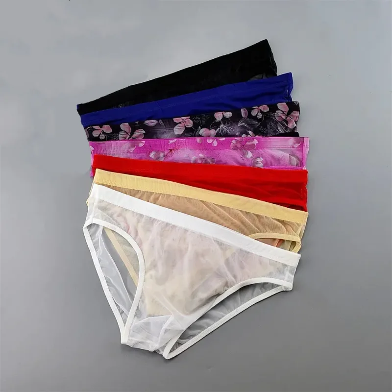 Men Transparent Nylon Briefs 3D Pouch Lightweight Male Bikini Underwear Soft Sheer Quick Drying Stretchy Lingerie XL/XXL/3XL/4XL — image 1