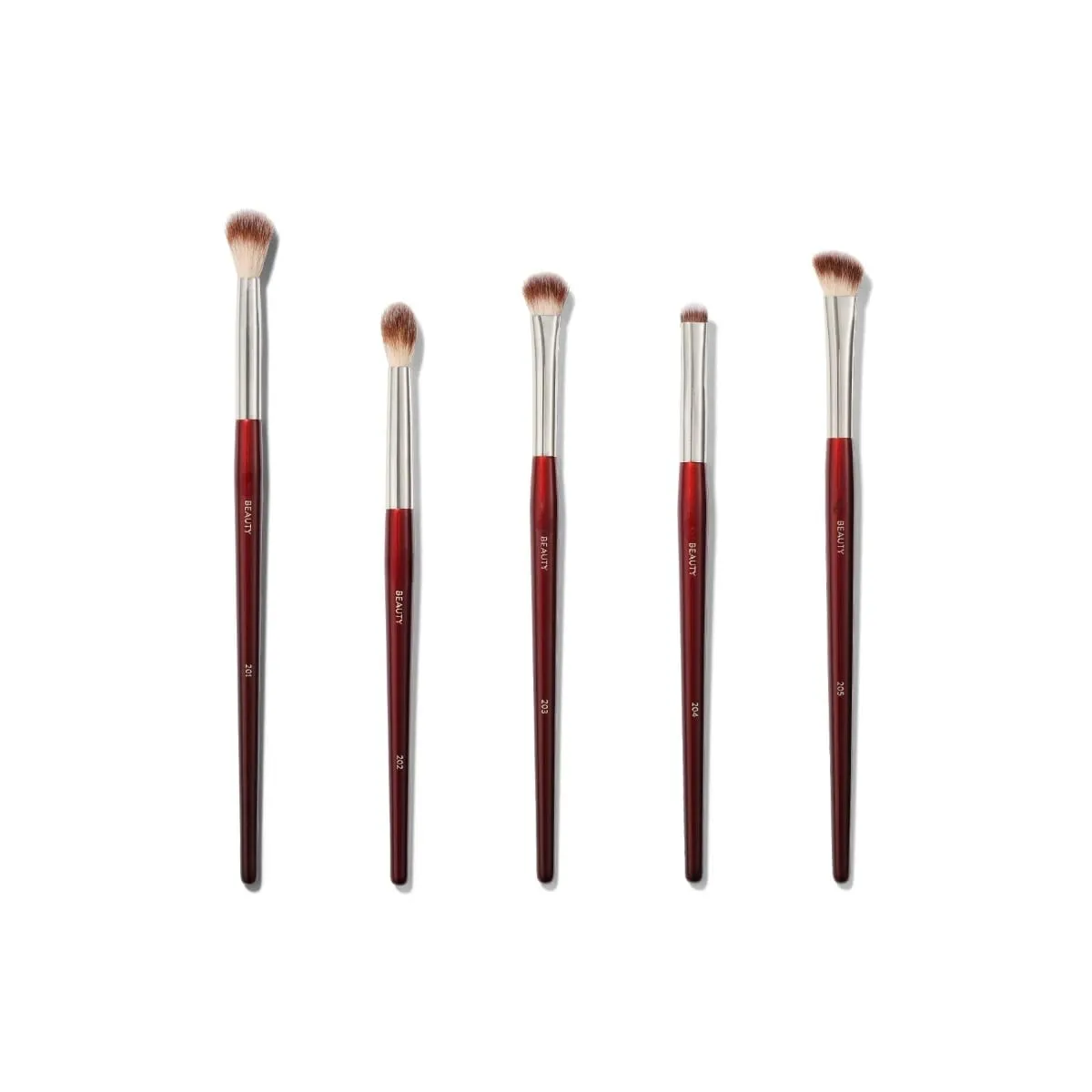 Essentials øjenbørstesæt 5 stk. Øjenskygge makeup børster sæt med æske rødt og blødt syntetisk hår — image 3