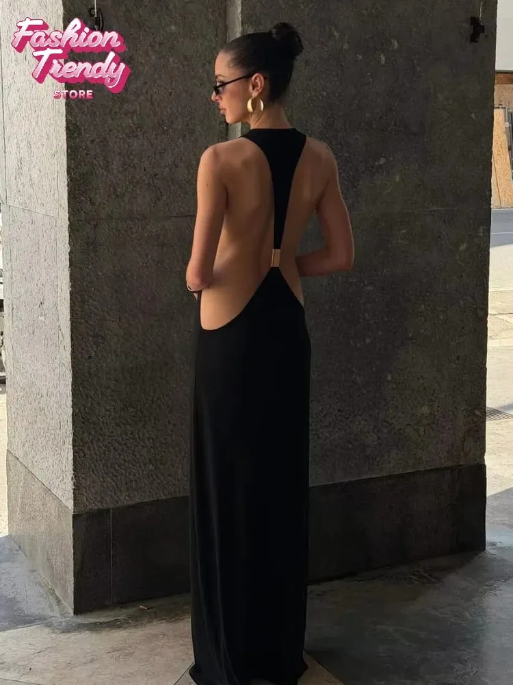 Abito lungo con scollo laterale con scollo all'americana e scollo all'americana, abito lungo da donna in jersey elasticizzato, lunghezza del pavimento, abiti aderenti aderenti, vestaglia da notte per club — image 4
