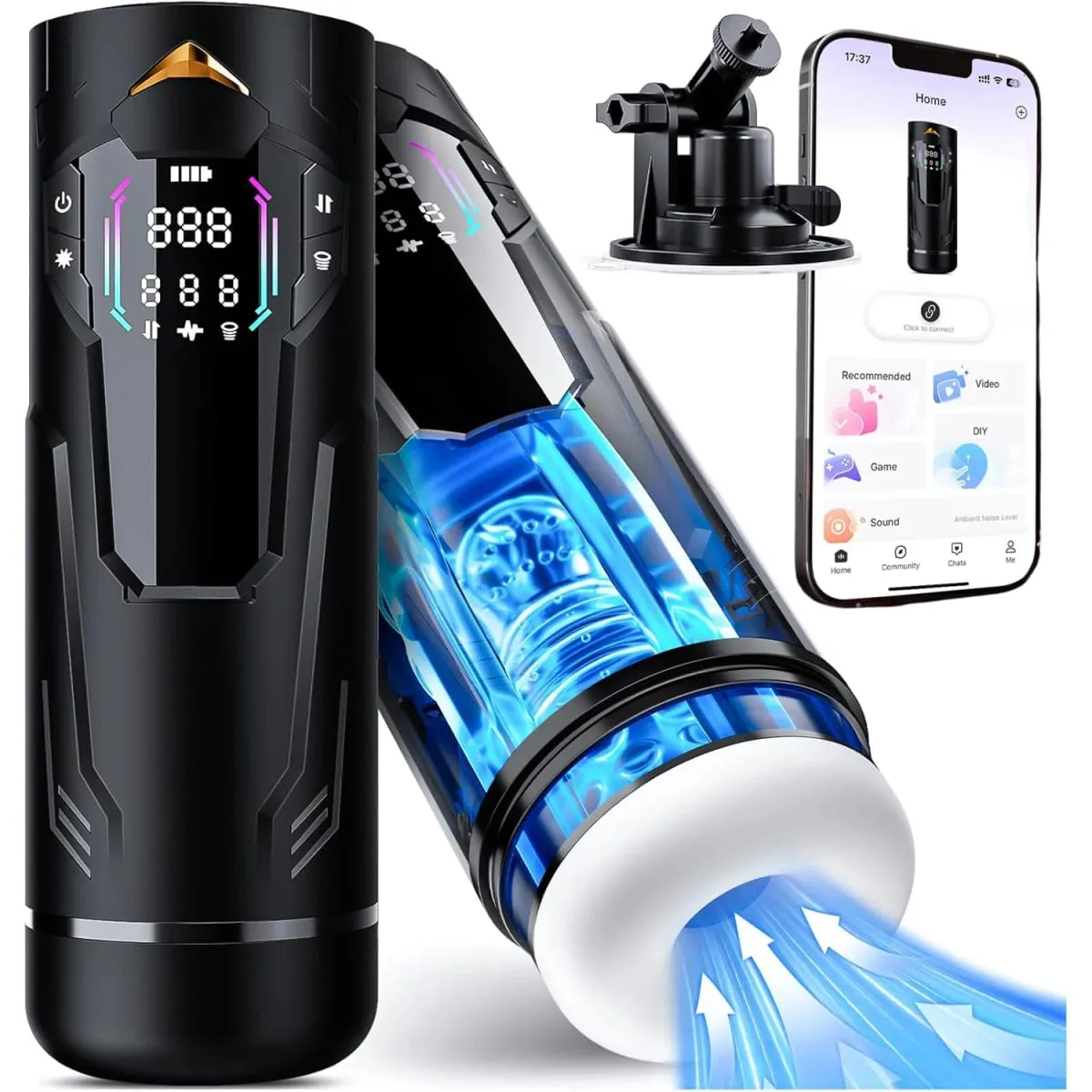 自動伸縮男性自慰器 7 種推力旋轉模式口袋陰戶口交性愛機器陰莖幫浦活塞自慰器 — image 1