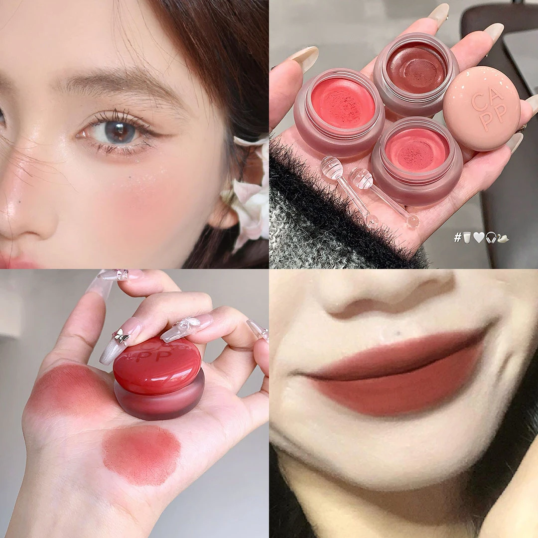 Enlatado lábio lama névoa batom hidratante veludo fosco mousse sólido brilho labial bochecha blush creme matiz lábios maquiagem cosméticos coreano — image 8