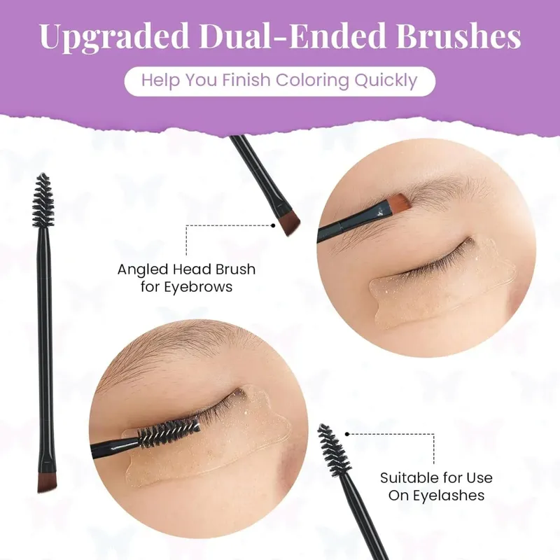 Kit de teinte de cils et sourcils Libeauty Kit de couleur de cils noirs Sachets individuels Coussinet pour les yeux réutilisable et outil de couleur de cils brosse à double extrémité — image 5