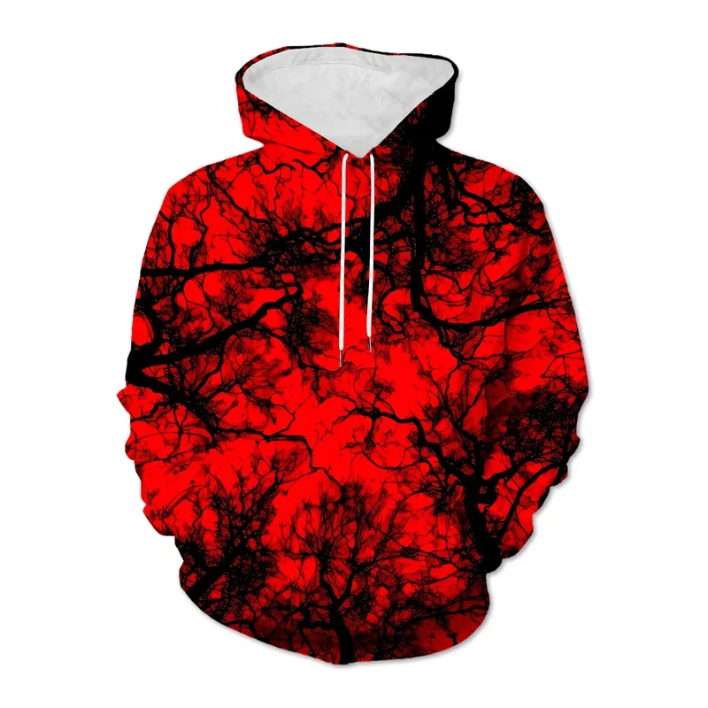 Sudaderas con capucha de árbol con estampado 3d multicolor para hombre, ropa con patrón de plantas, sudaderas con capucha de manga larga para calle al aire libre — image 3