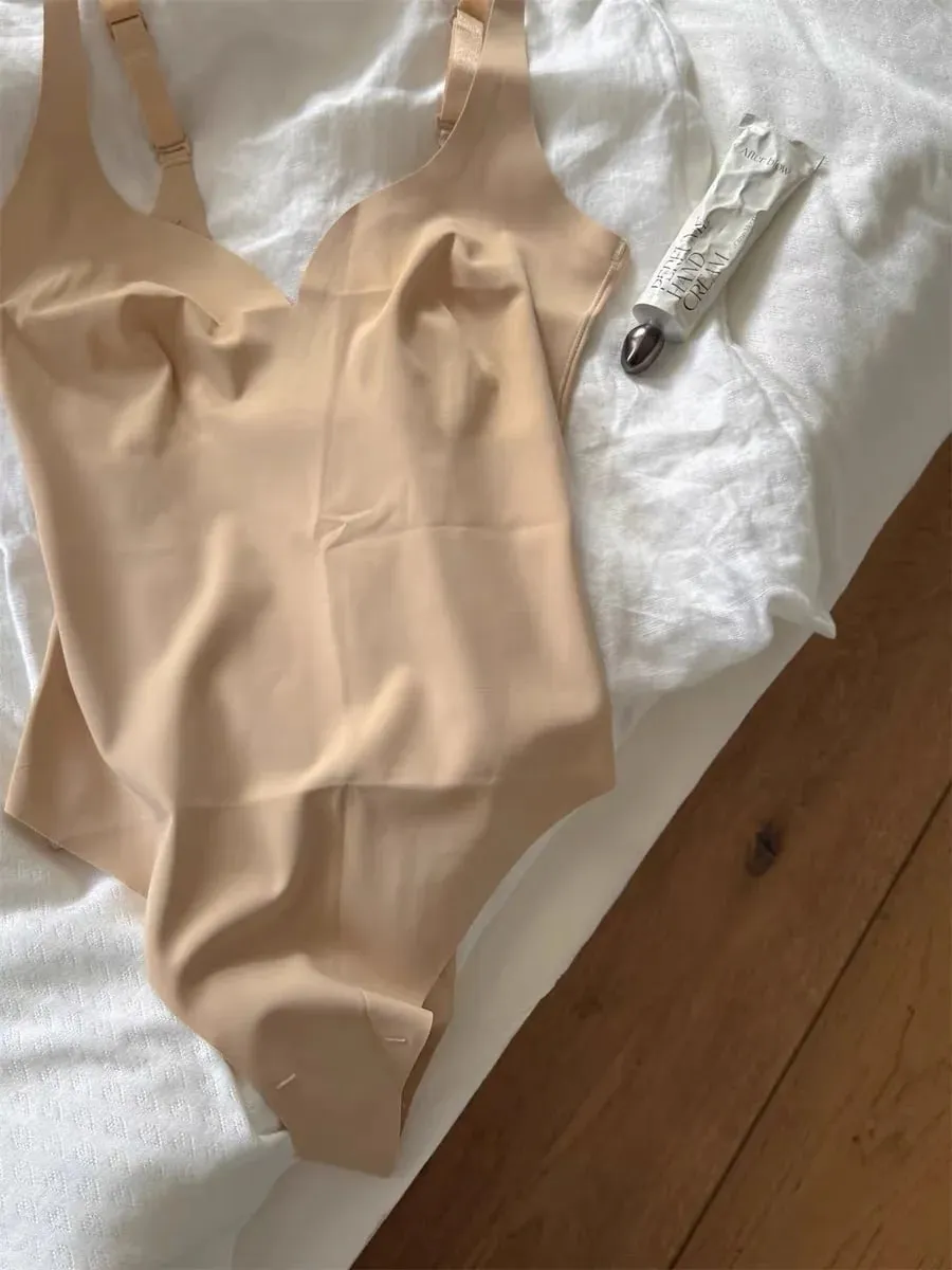 Sem costura shapewear bodysuit mulher sólida ultra-fino u-back bodysuit feminino alta elasticidade magro camisola de uma peça roupa interior novo — image 9