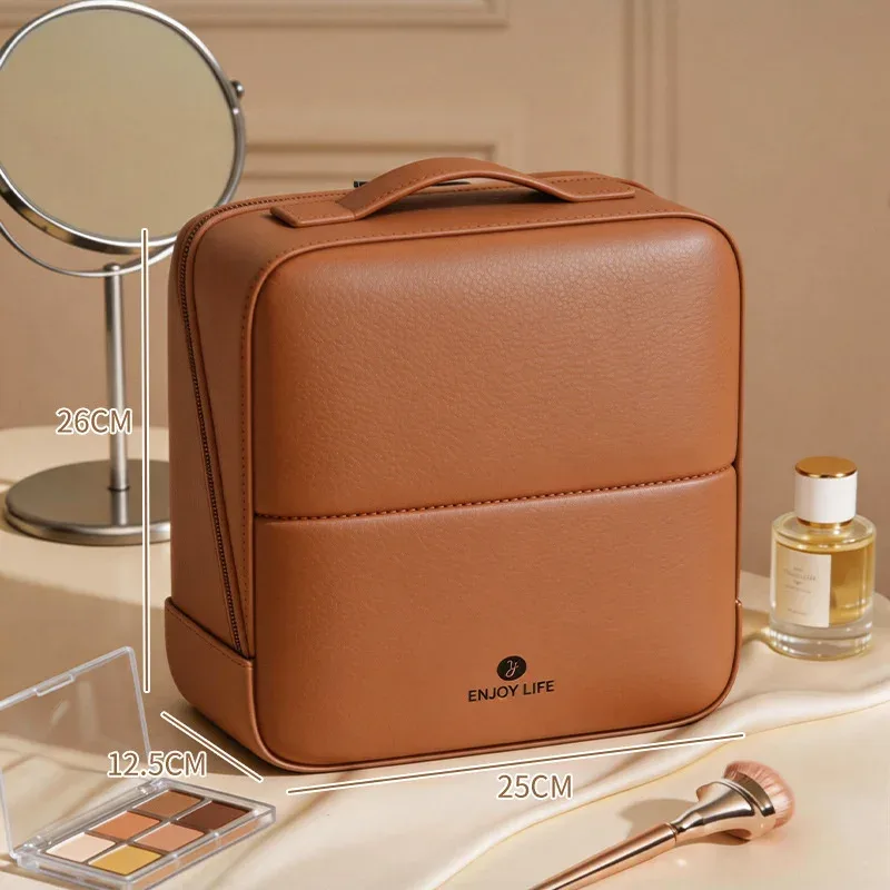 Stehende Aufbewahrungstasche für Make-up-Pinsel, PU-Leder, Kosmetiktasche mit mehreren Fächern, großes Fassungsvermögen, Organizer für Hautpflege- und Toilettenartikel — image 7