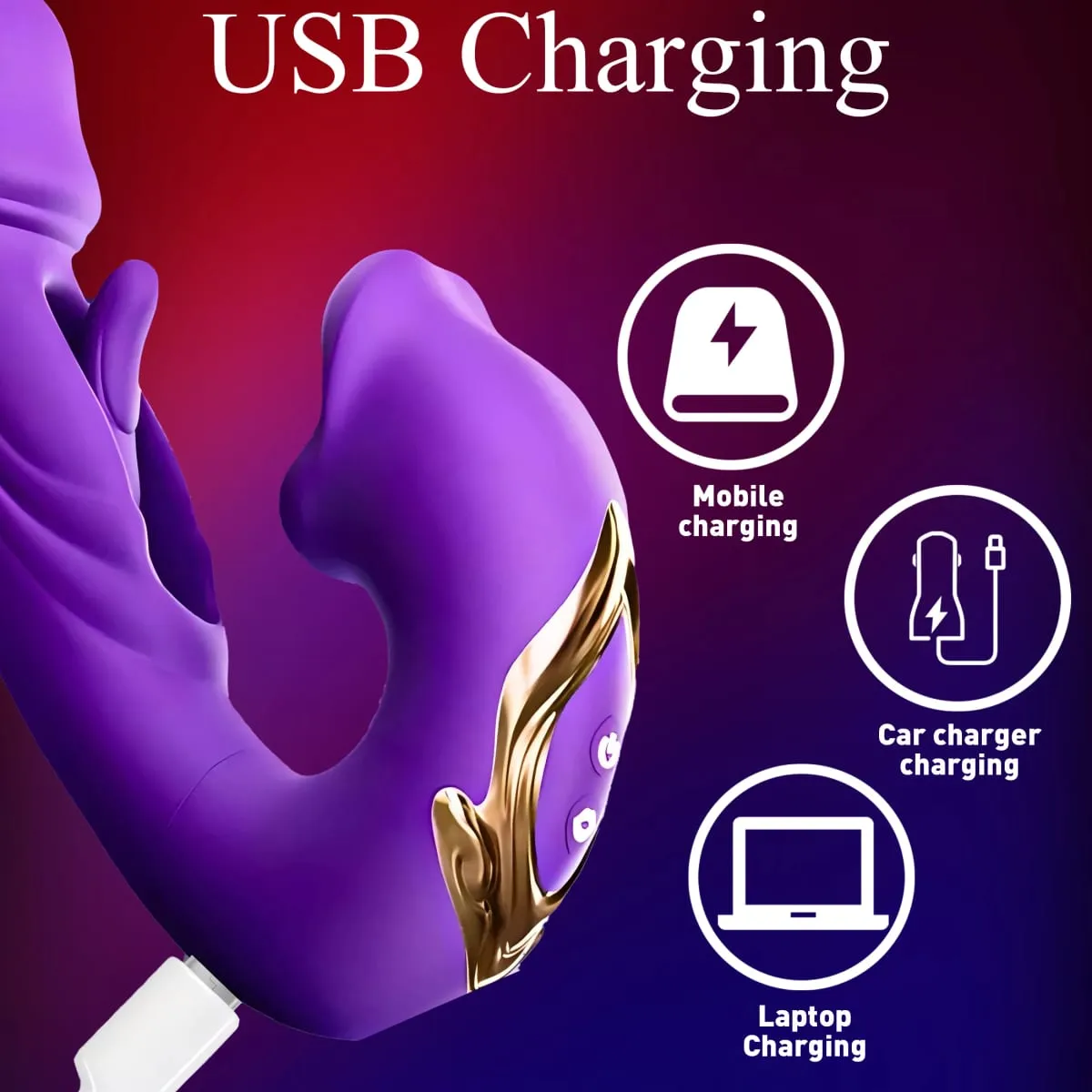 Four-in-One Female Vibrator with Clitoral G-Spot Stimulation Dual Motor Tongue Lick Massage 7 Modes of Slap 7 Modes of Vibration — image 4