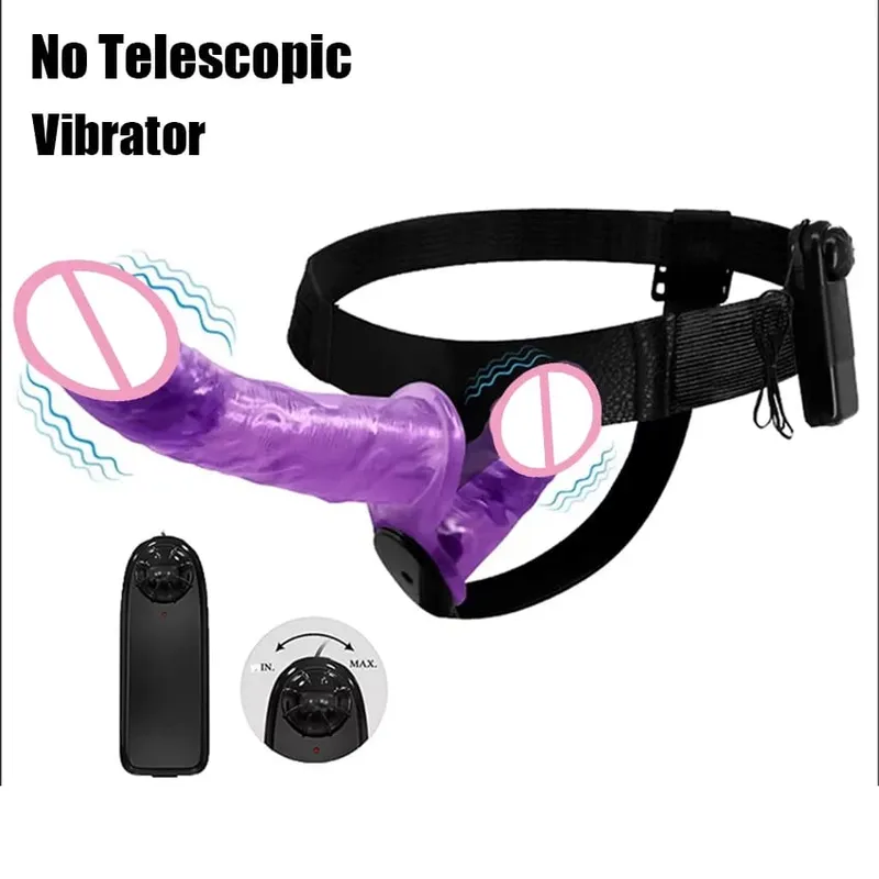 Consolador telescópico de doble cabeza con correa, vibrador, masajeador portátil realista, bragas artificiales para lesbianas, productos para adultos, juguete sexual — image 8