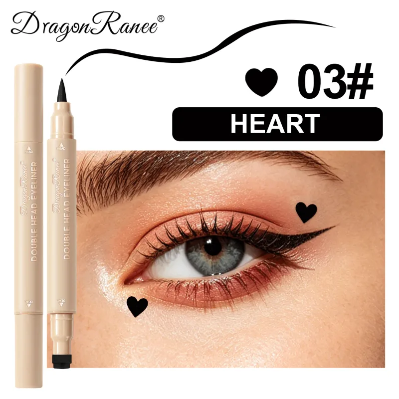 Dobbelt hoved stempel flydende eyeliner Smudsikker hurtigtørrende vandtæt 2 i 1 farverig kærlighedsstjerne sommerfugl øjenlinje blyant makeup