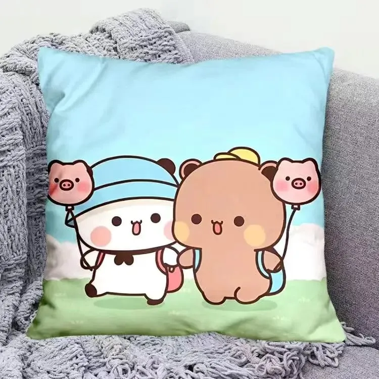 Yier Panda Bantal Comel Bubu Dudu Kartun Bantal Persegi Kawaii Anime Pinggang Lembut Sofa Kusyen Kereta Hiasan Bilik Tidur Rumah — image 11