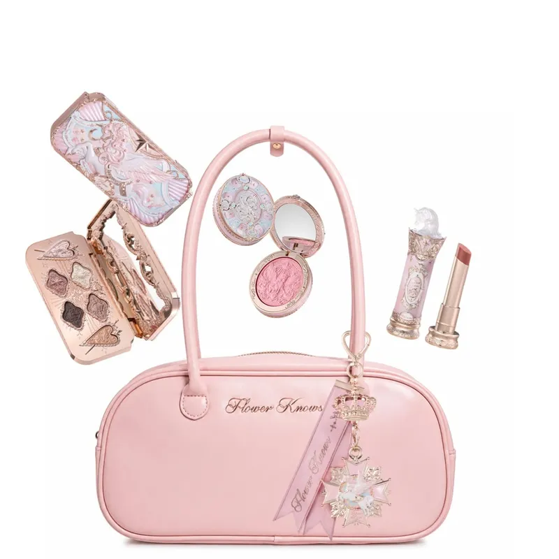 Flower Knows Knight Einhorn-Make-up-Set, Lidschatten, Rouge, Lippenstift mit Tragetasche, süßes Kawaii-Beauty-Geschenkset, limitierte Auflage