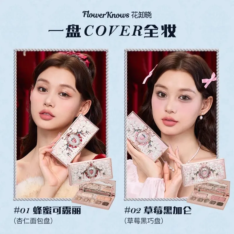 Flor sabe conjunto de maquiagem lábio lama iluminador pó blush sombra de olho maquiagem profissional presente kit para menina cosméticos conjunto completo — image 7
