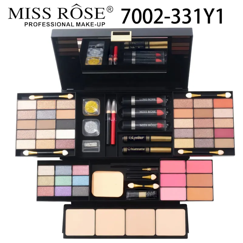 All-in-One-Make-up-Paletten-Set, Kombination aus Lidschatten, Lipgloss, Lippenstift, Rouge, Highlight-Puder in einem kompakten Kit