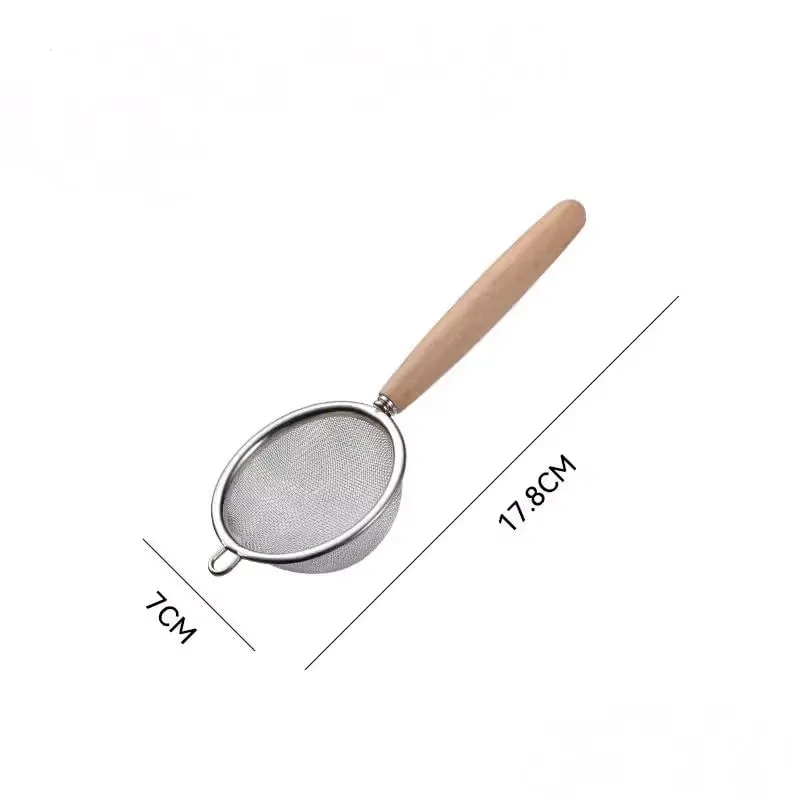1-3 szt. Drewniany uchwyt przesiewacz do mąki i sitko z drobnymi oczkami ze stali nierdzewnej do pieczenia w domu gotowanie filtrowanie soków i proszku — image 13