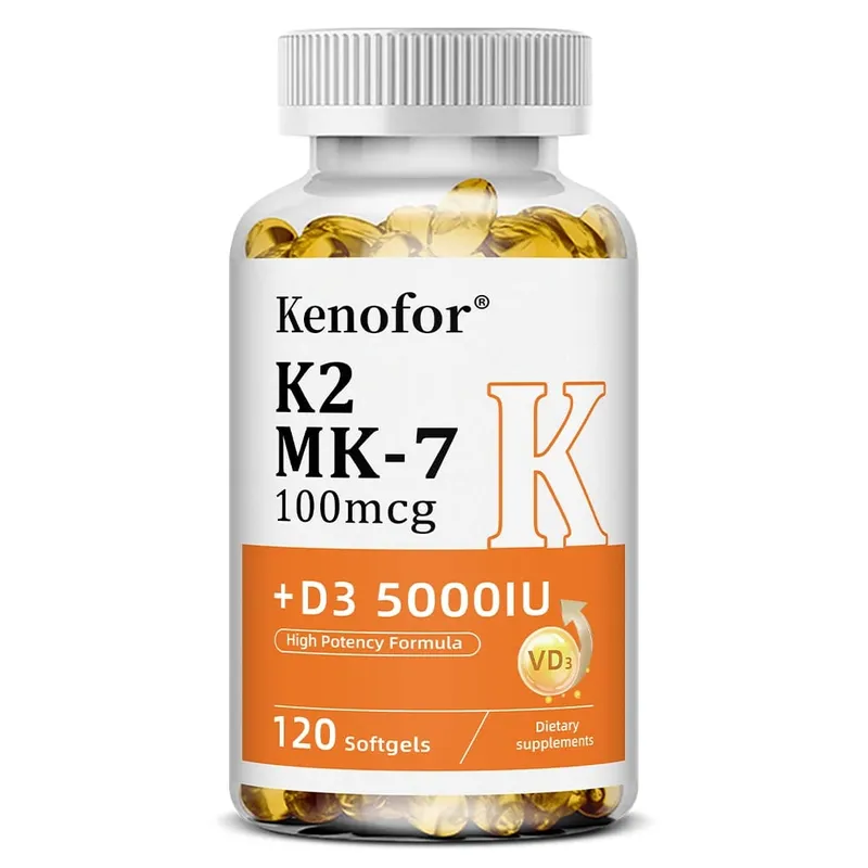 วิตามิน D3 5000IU + K2 MK-7 100mcg | การสนับสนุนกระดูกและหัวใจและภูมิคุ้มกัน
