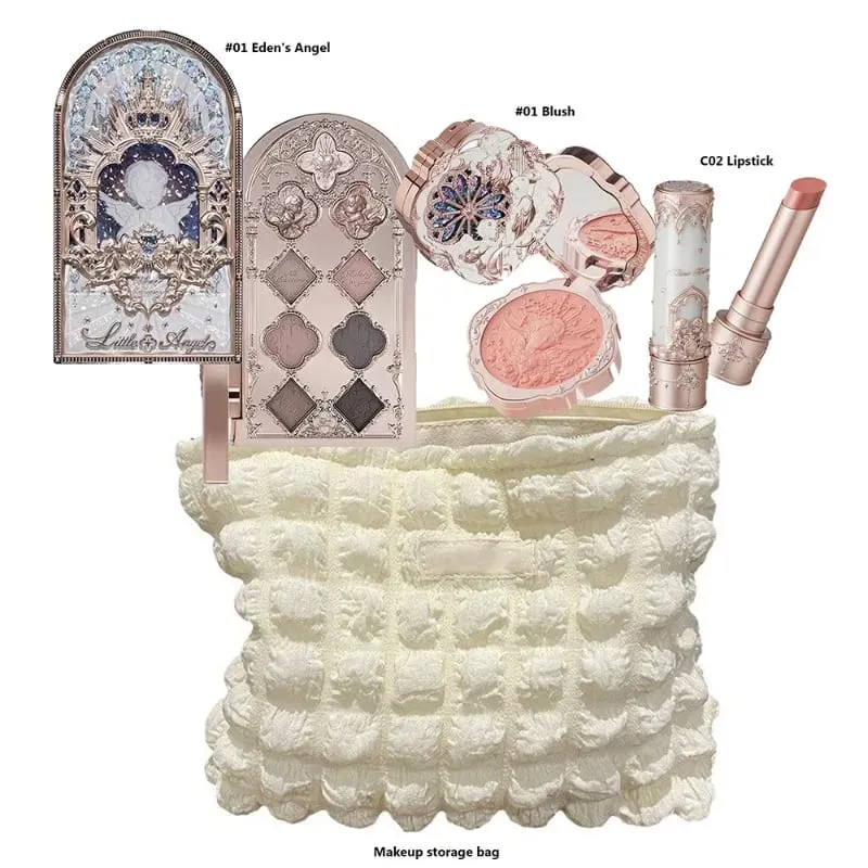 Conjunto de maquiagem Flowerknows Kit de presente Shimmer Full Box Blush Creme labial de veludo de longa duração com bolsa Kit de maquiagem