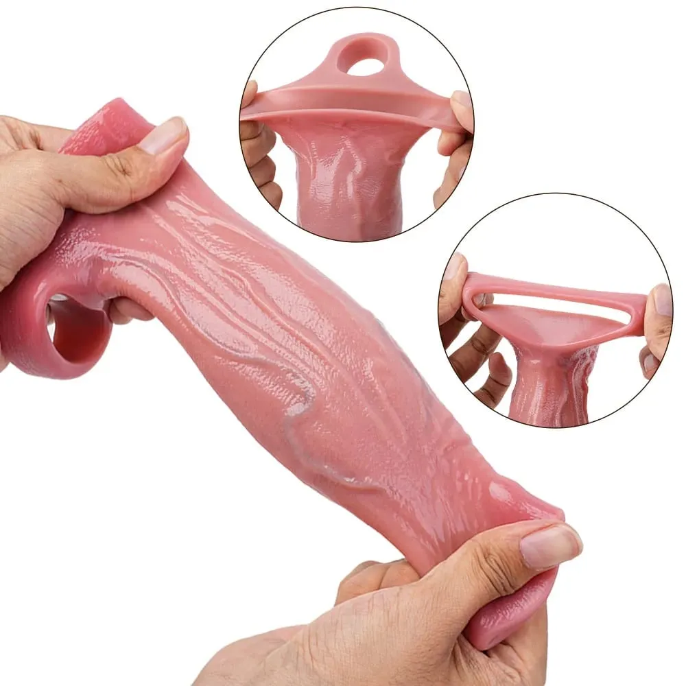Silikone Large Dildo Genanvendeligt Penis Sleeve Open-ended Design med Dick Enlarger Silikone Mandlige Masturbator Sexlegetøj til Mænd 18+ — image 3