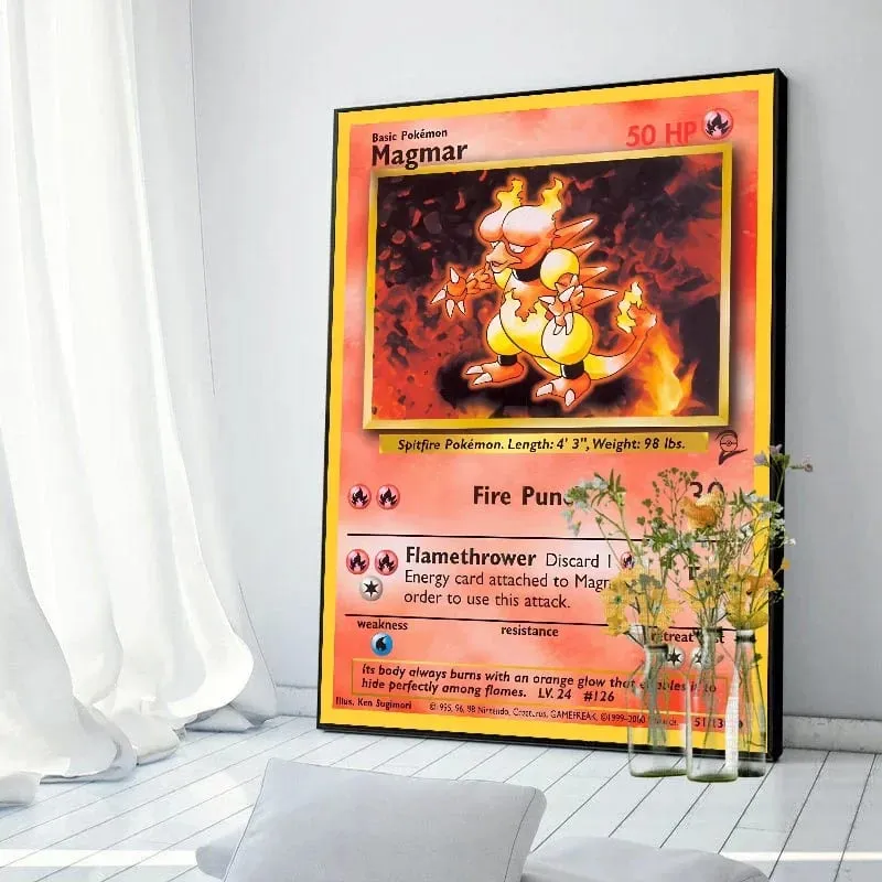 Pokemon Basis ชุด 1996 จาก Engels การ์ด Shining โปสเตอร์ภาพวาดผ้าใบพิมพ์สีน้ำ Wall Art ภาพตกแต่งบ้านของขวัญ