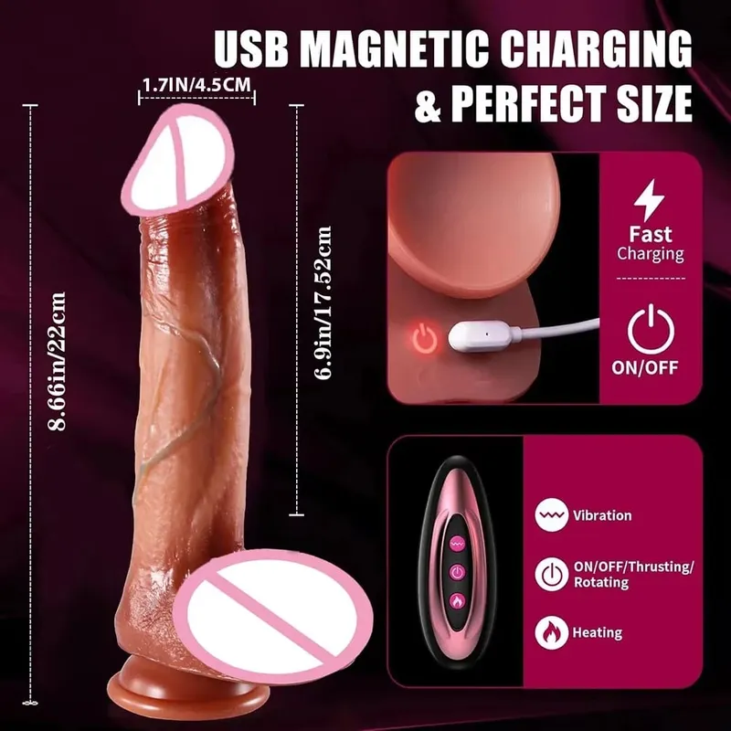 ดิลโด - ดิลโด - 9 นิ้ว Telescopic ซิลิโคนเครื่องนวดสั่นสำหรับคู่ 10 โหมดนวดเร้าอารมณ์ของเล่นปลอดภัยรอบคอบหญิง Partner Pleasure