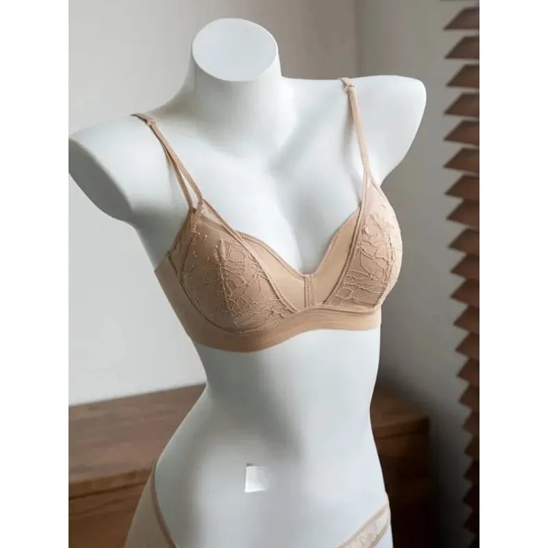 Bralette en dentelle française sans fil, sans doublure, Sexy, demi-bonnet transparent, légère, confortable, Lingerie d'été, usage quotidien, petit buste, Push Up — image 4