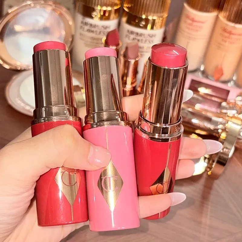 CT Lip Plumping Gloss Gincu memakai lama Dicampur dengan mudah Pandangan Semulajadi Pipi Blush Stick Cream Dewy Finish Peach Glow — image 4