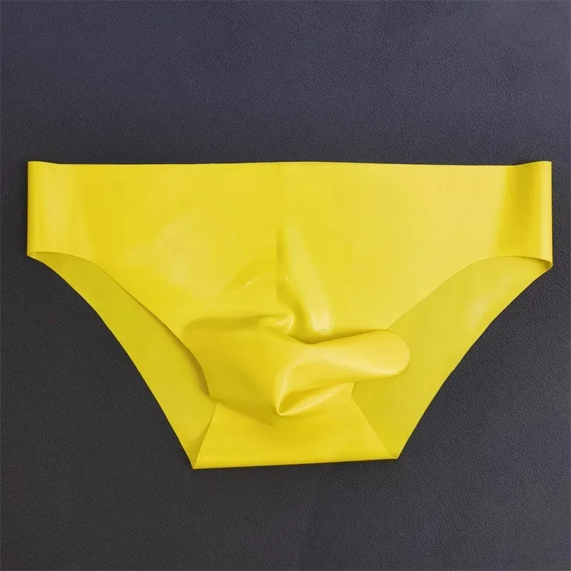 Men's Sexy Latex Erotic Underpants Seamless Rubber Sheath Sissy Briefs See-Through Couple Low Waist Panties Tight Safety Panties — image 7