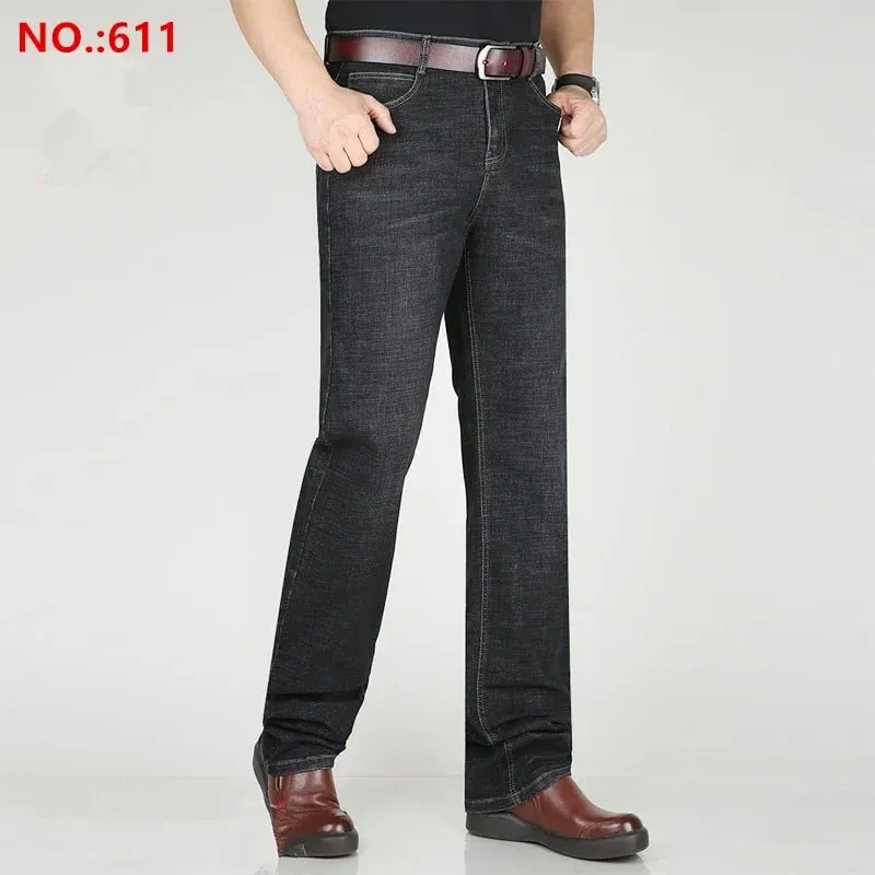 Extra Long Pants 117CM Tall Men 195CM Plus Size 42 44 46 Classic Blue Stretched High Waisted Elastic Trousers Denim Slim Jeans — image 12