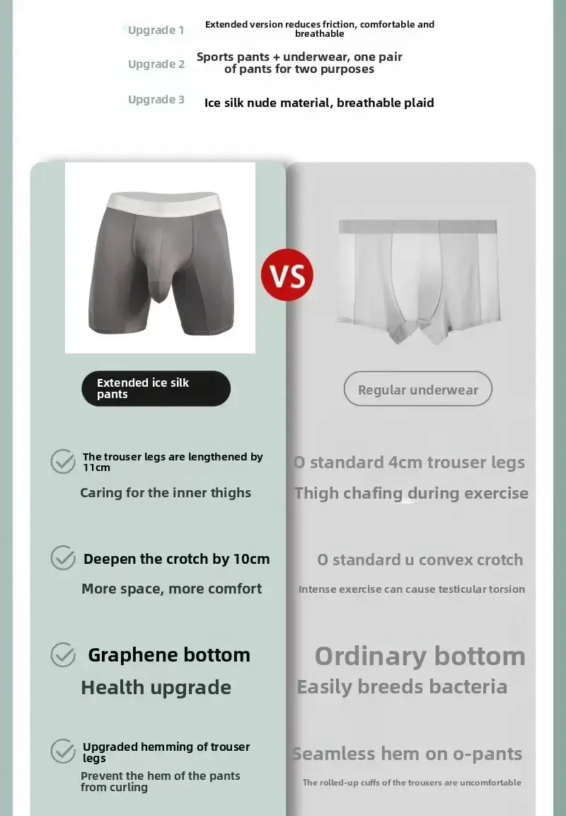 Herren-Boxershorts aus Eisseide, tiefer U-Konvexbeutel, atmungsaktiv, kühl, schnell trocknend, Sport-Laufunterwäsche, Anti-Scheuern, nahtlose Unterhose — image 8