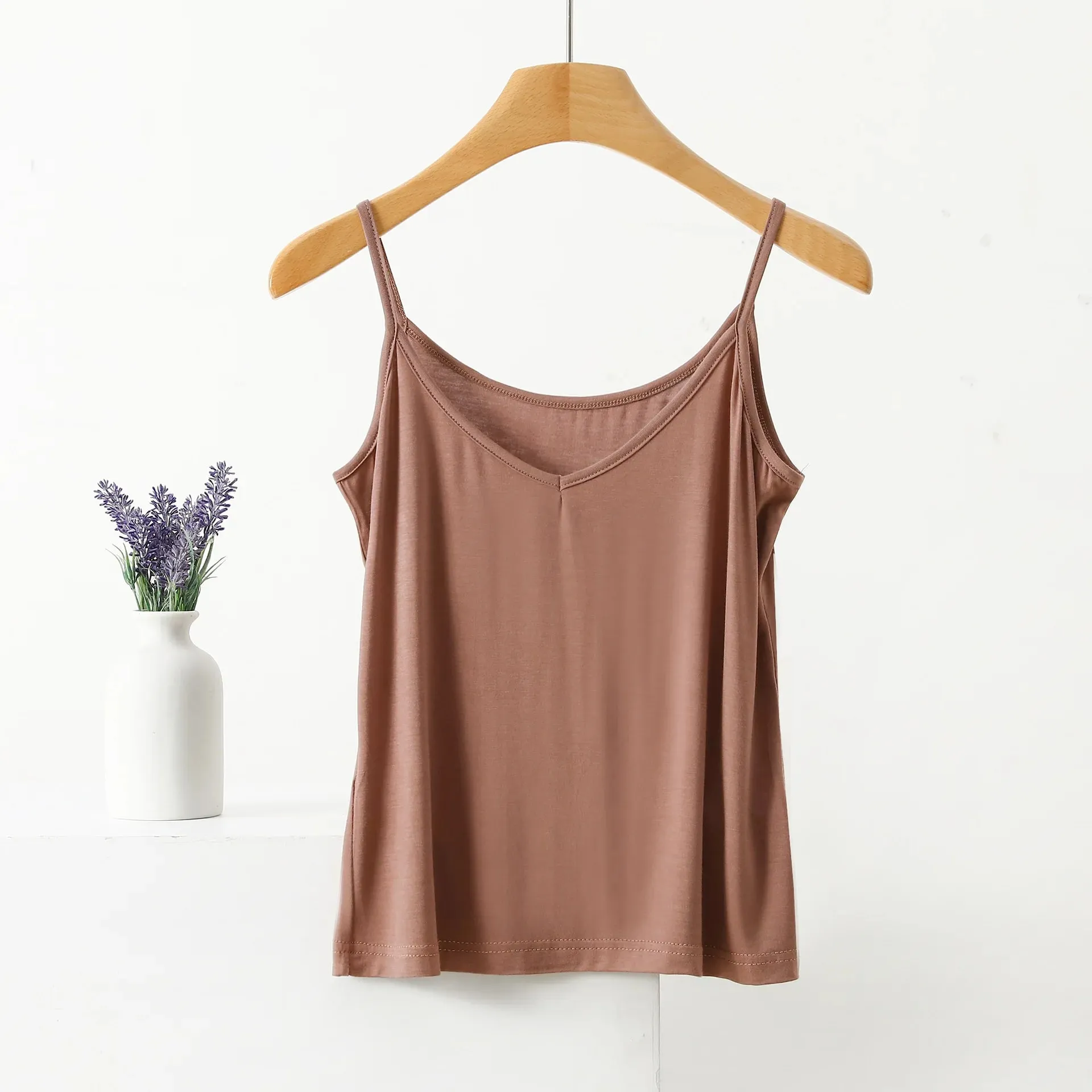 Spaghettiträger-Top für Damen, Neckholder, V-Ausschnitt, Basic-Cami, ärmellose Tanktops, Damen-Sommer-Unterhemd, einfarbig — image 12