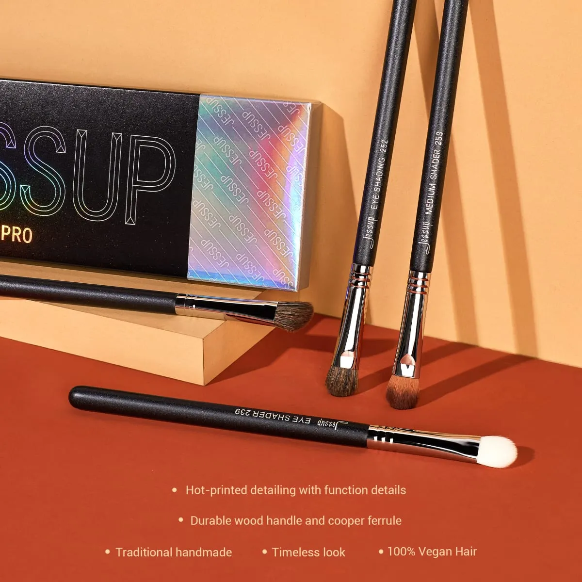 Jessup conjunto de pincéis para sombra, conjunto de pincéis de maquiagem para os olhos preto premium sintético, sombreamento, corretivo, pincel de mistura t339 — image 6