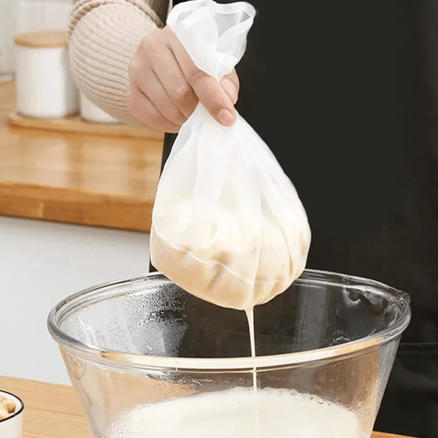 Beg Kain Keju Boleh Digunakan Semula-Penapis Mesh Halus untuk Jus Yogurt Kopi-Beg Penapis Kasa Selamat Makanan-Aksesori Memasak Dapur — image 5