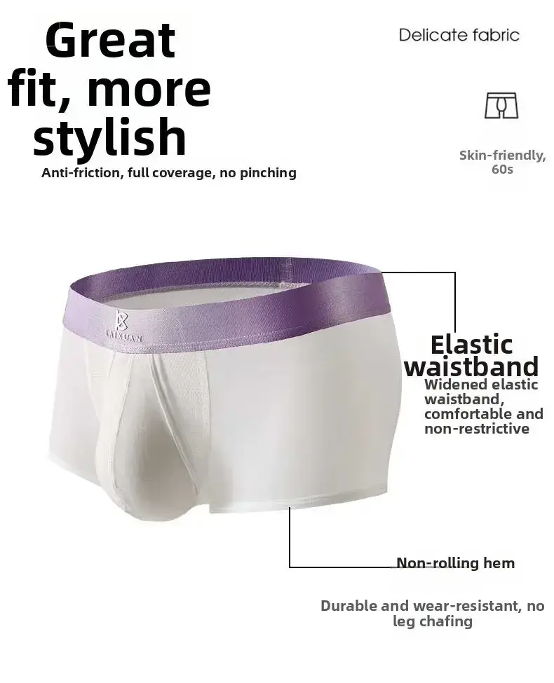 Summer Ice Silk Underwear Men's Quick Drying Boxer Shorts Lightweight Breathable Separable Side Opening Non Detachable Panties — image 8