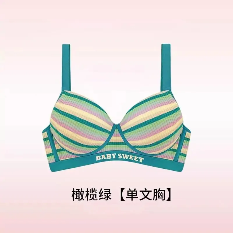 Set reggiseno senza cuciture per donna Bralette modellante a righe arcobaleno Lingerie anti-cedimento e sollevamento busto piccolo vestibilità S-XL — image 9