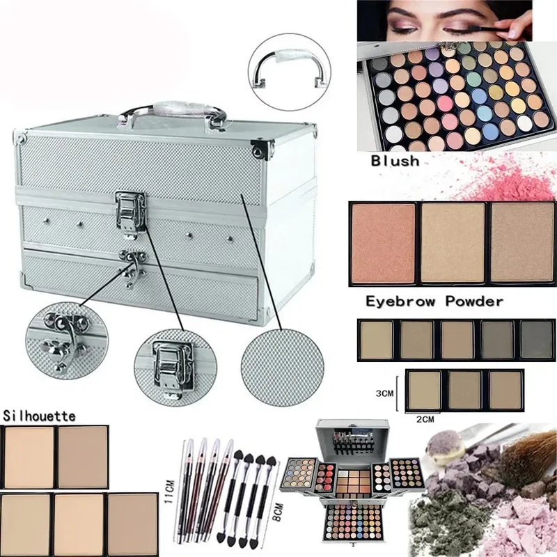 Makeup Sæt Box Øjenskygge Læbe Blush Neglelak Øjenbryn Blyant Multifunktionel Palette Jul Bryllup Fødselsdagsgaver Kosmetik — image 4
