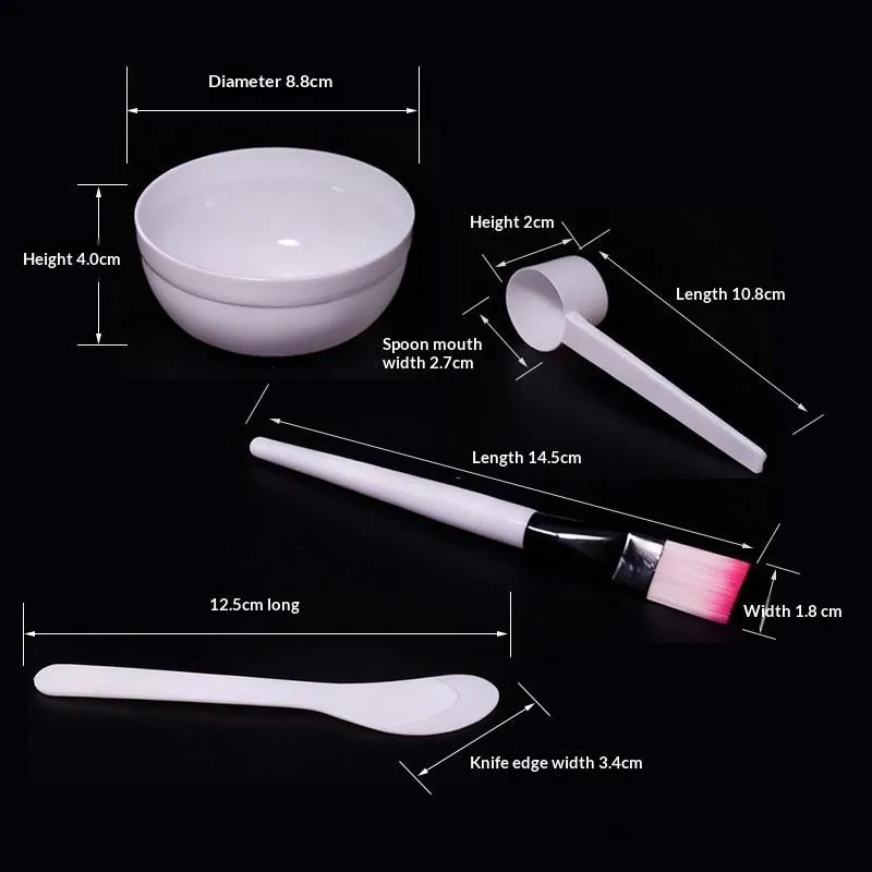 4Pcs DIY Facemask Mixing Tool Kit Facial Mask Bowl Stick Spatula Silicone Soft Face Brushes Spoons — image 6