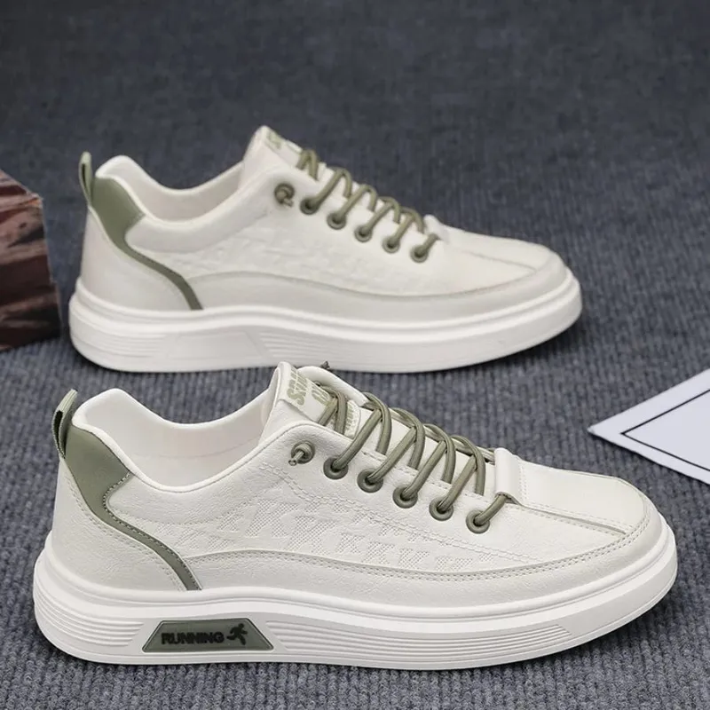 Scarpe basse da uomo alla moda in tinta unita, comode sneakers casual durevoli antiscivolo adatte per le attività all'aperto da uomo — image 3
