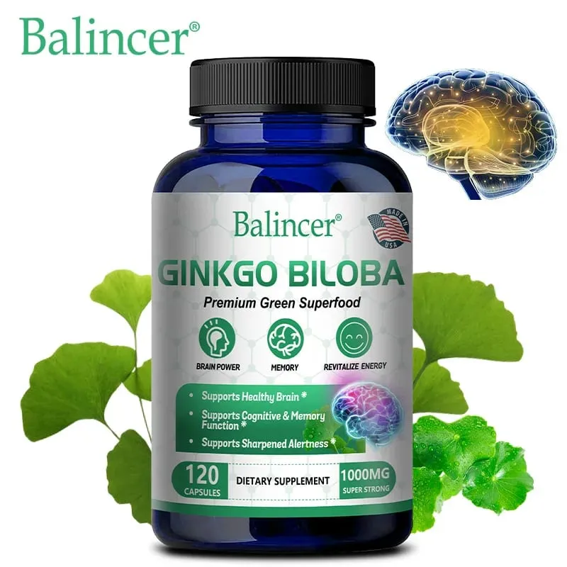 Ginkgo Biloba Ekstra Mukavemet Porsiyon Başına 1000mg - Beyin Fonksiyonunu ve Hafıza Desteğini Destekler 120 Vejetaryen Kapsül — image 1