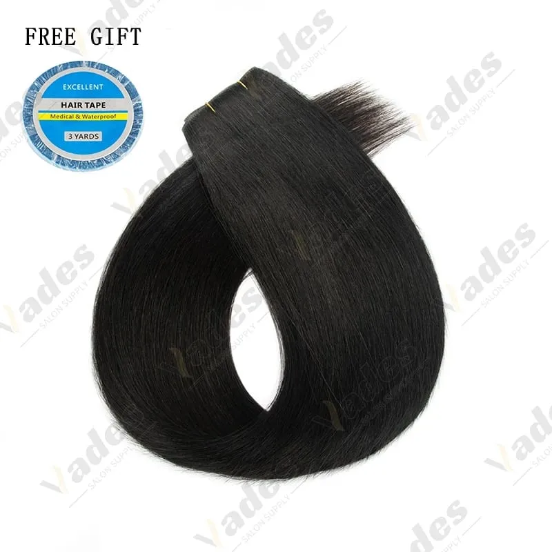 Injected Tape In Hair Extensions Invisible Long Tape PU Weft Human Hair Bundles Natural Hair Extensions 12-22 inch Thick Ends