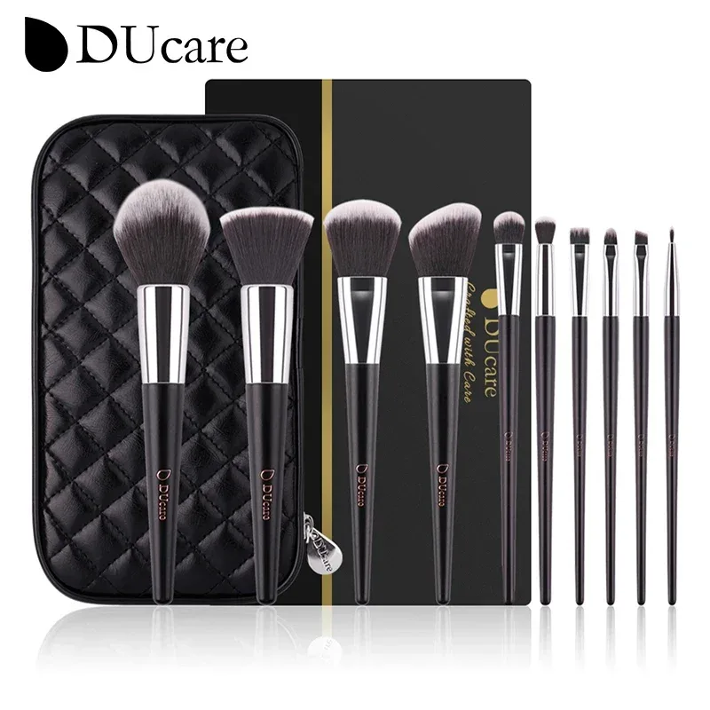 DUcare Kuas Rias Hitam Kuas Rias Profesional Eyeshadow Foundation Bedak Rambut Sintetis Lembut Kuas Rias Brochas Maquillaje