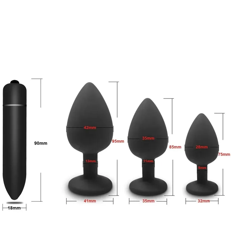 4pcs ซิลิโคน Anal Plug MINI เร้าอารมณ์ Bullet Vibrator BUTT Plug เพศของเล่นสำหรับผู้ชายผู้หญิงเกย์คู่ Anal prostate Stimulator — image 8