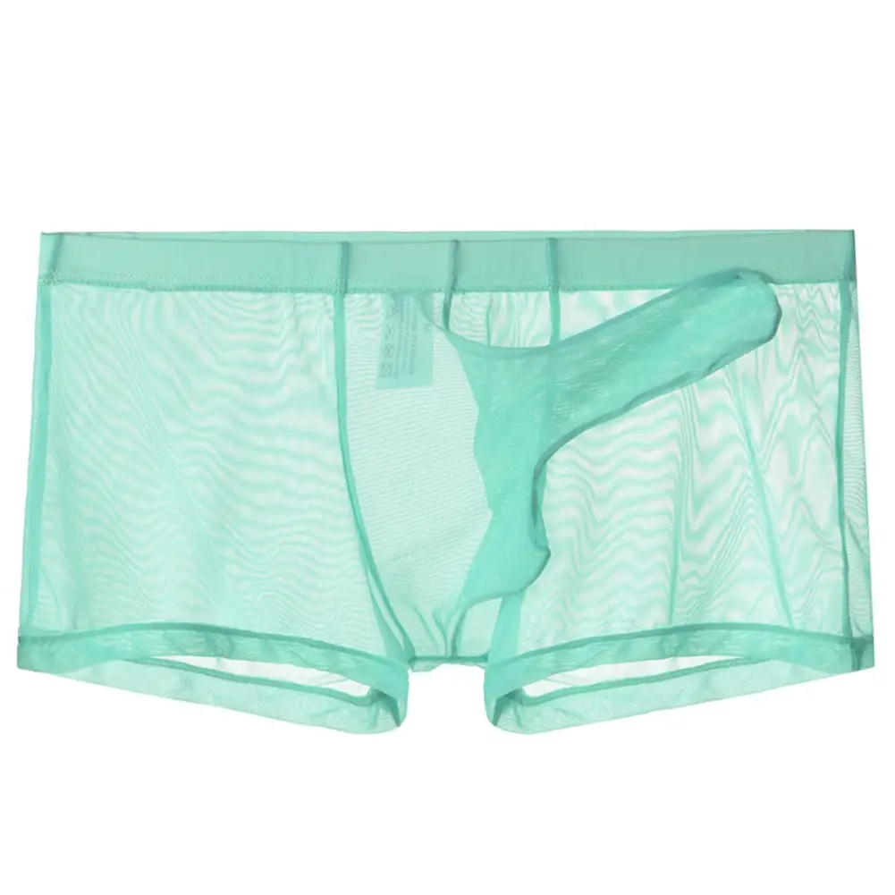 Sexy Men Mesh Transparent Lightweight Underwear See Through Breathable Boxer Briefs Panties Bullet Separation Male Boxer Panties