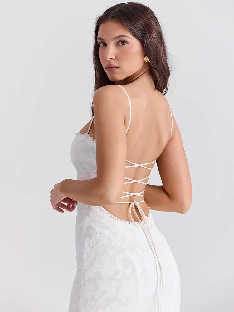 Articat-Vestito lungo aderente sexy senza maniche in pizzo patchwork senza spalline Vestito elegante da sera per club party 2024 Estate — image 5