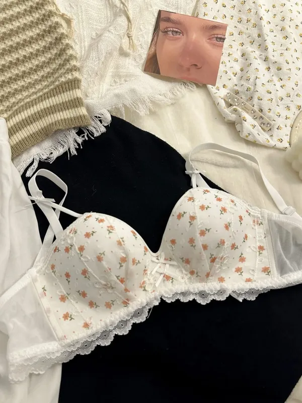Bralette floreale sexy per reggiseno push up senza fili sul petto piccolo, intimo anti-cedimento, comfort regolabile, intimo per ragazze — image 12