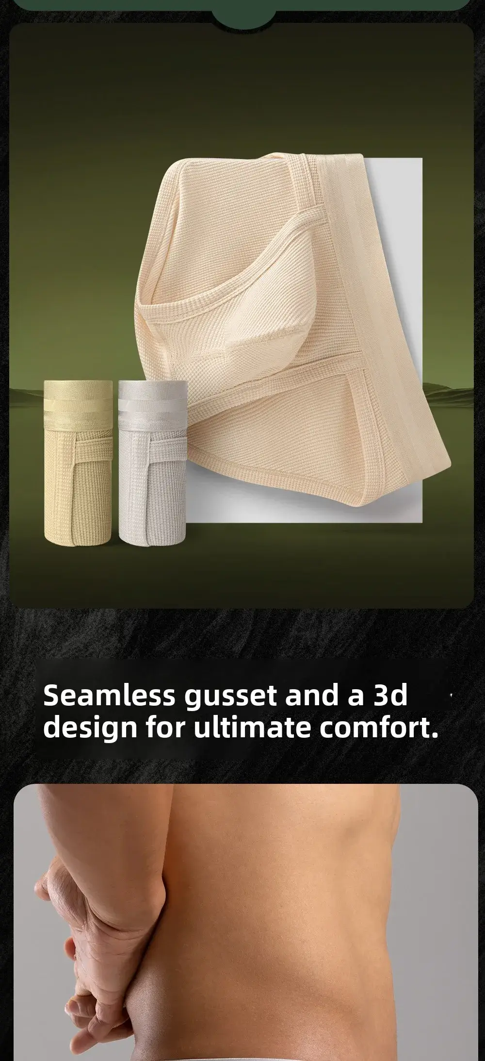 3pcs Sexy Men Waffle Cotton Briefs with Raised Bag Support Pouch with Hole U Spacious Separate Crotch Breathable Anti-sweat — image 8
