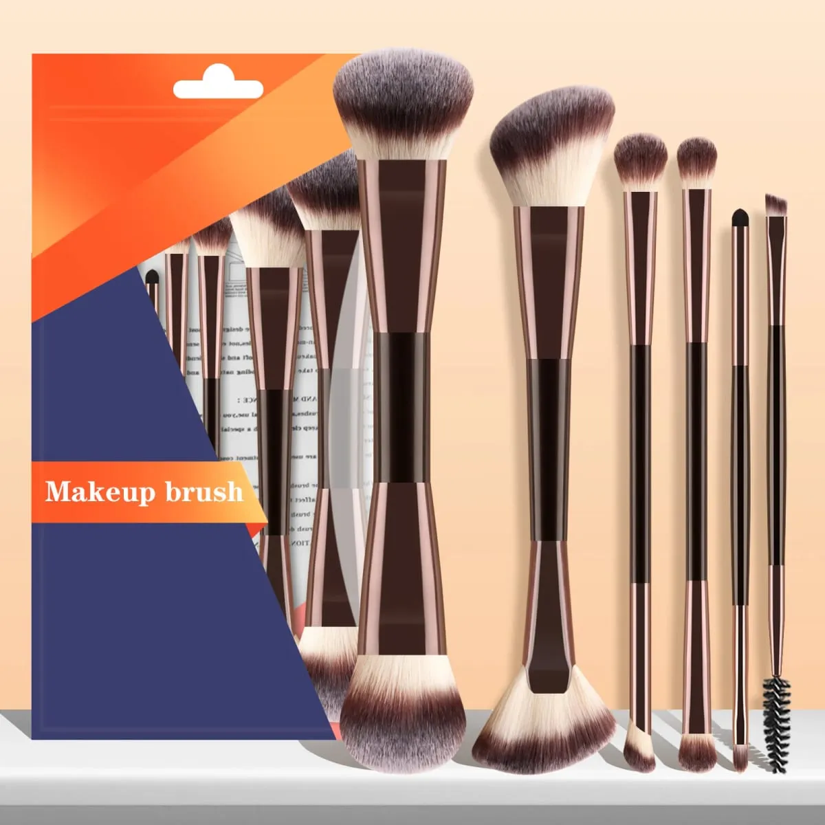 6 Buah Set Kuas Rias Kepala Ganda Kuas Alis Eyeshadow Kontur Perona Pipi Bubuk Alat Kosmetik Wajah Penuh