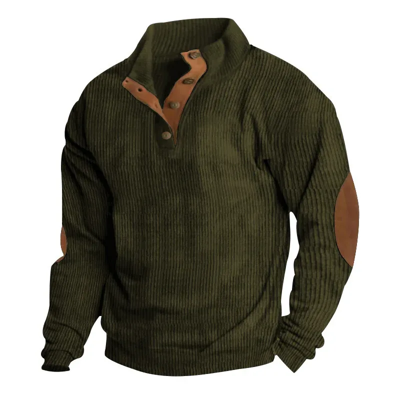 Męska bluza z długim rękawem Cargo American Splicing Patch Pullover Męska kurtka outdoorowa sztruksowa z długim rękawem — image 13