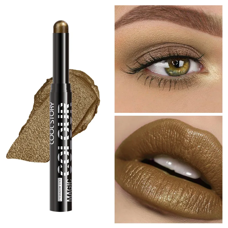 2 en 1 fard à paupières rouge à lèvres bâton crayon imperméable paillettes éclaircir mat ombre à paupières maquillage Pigment fard à paupières stylo — image 20