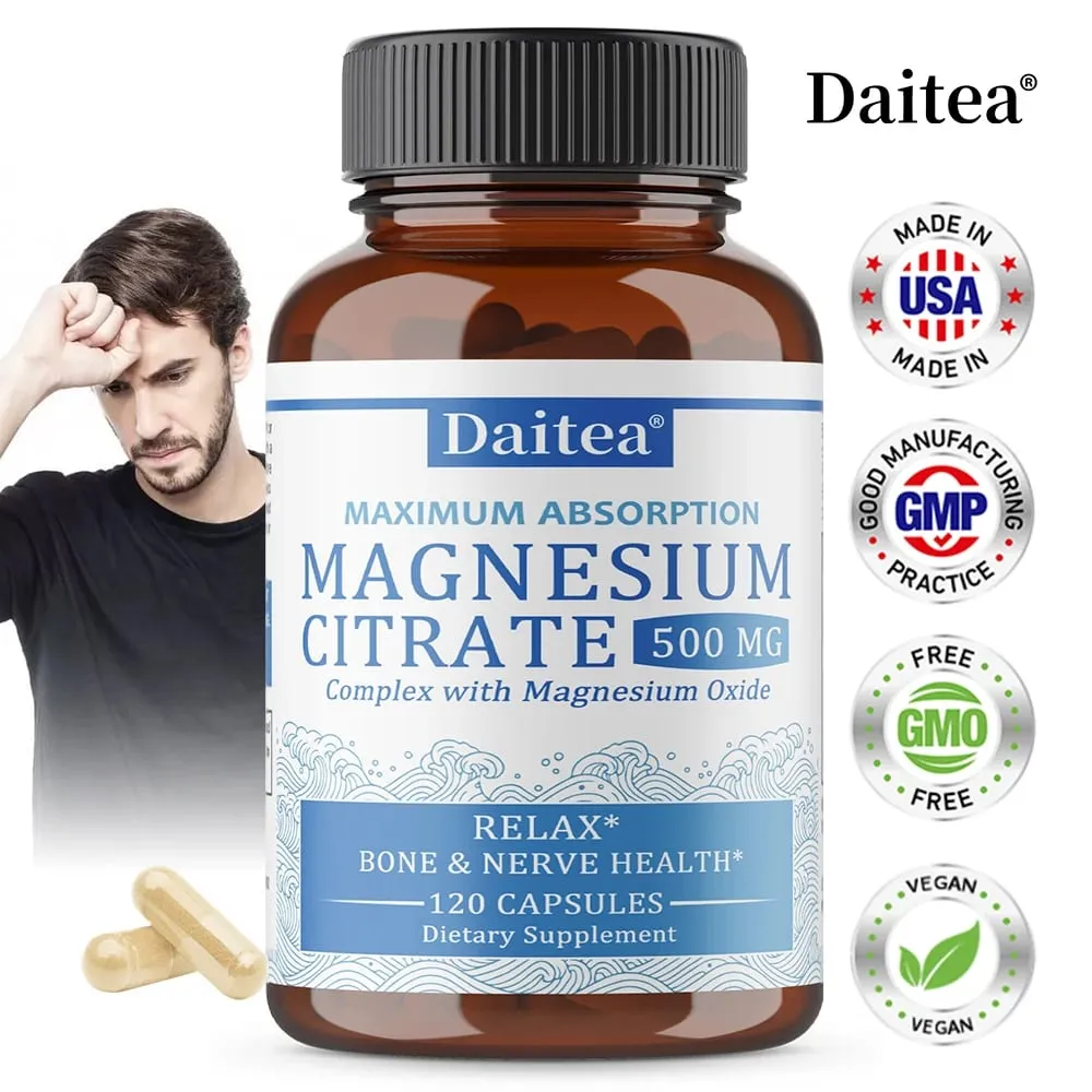 Sakin Rahatlama ve Sindirim Sağlığı Desteği için Magnezyum Sitrat Kompleksi 500 MG - Yüksek Emilimli Magnezyum Takviyesi — image 1