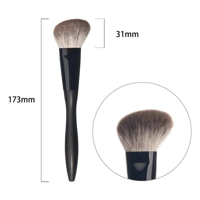 F03 Profesionální ručně vyráběné štětce na make-up Soft Fox Hair Úhlový štětec na kontury Ebenová rukojeť Kosmetické pomůcky štětec na make-up — image 5