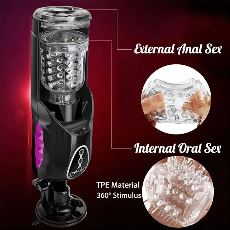 Masturbatore maschile Riscaldamento elettrico a pistone Vibratore automatico 10 tipi di rotazione Telescopico Smart Voice Masturbatori Giocattolo del sesso per gli uomini — image 4