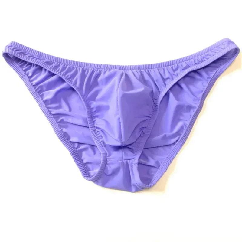 Men Pouch Panties Ice Silk Solid Color Briefs Sexy Seamless Underwear U Convex Male Underpants